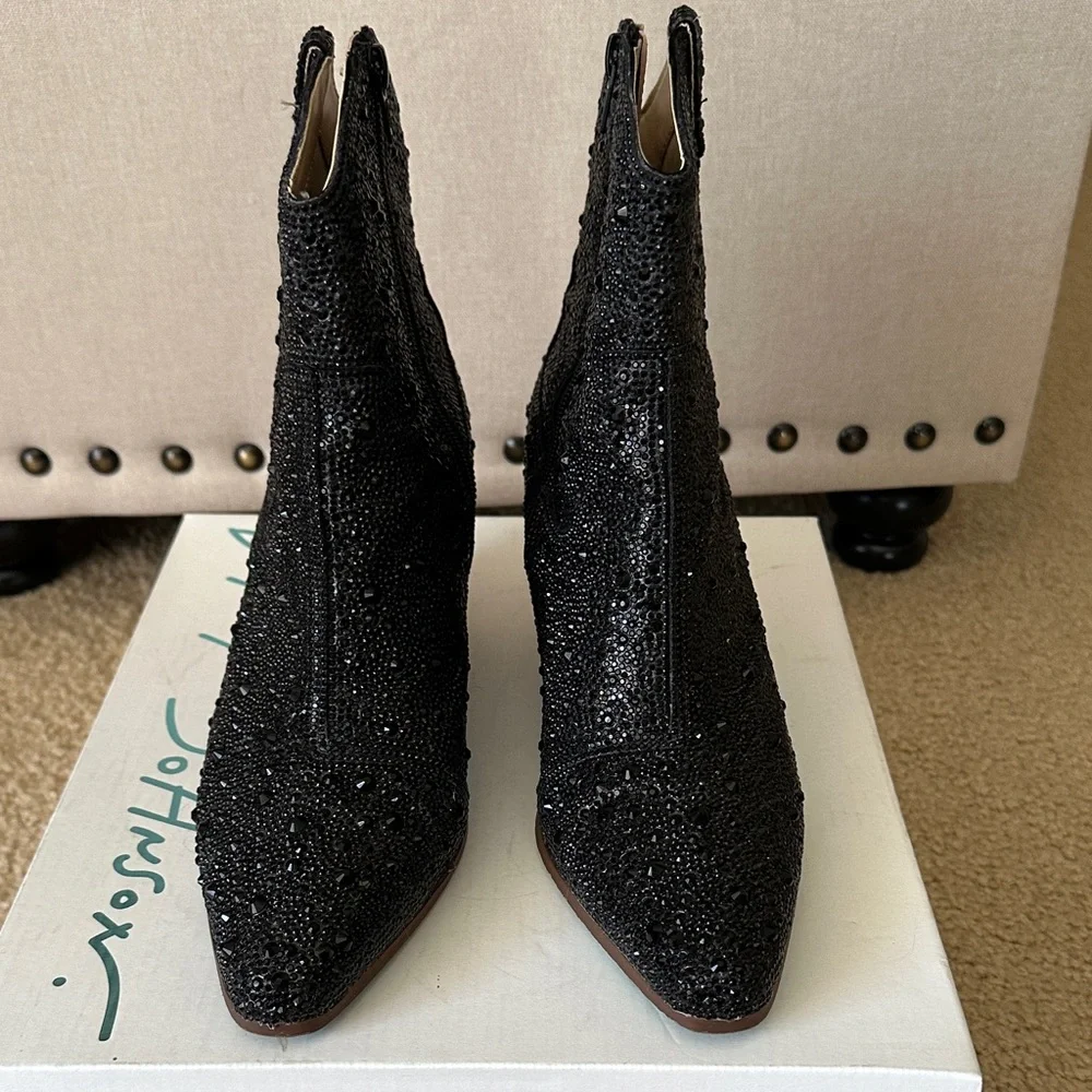 Betsey Johnson Glitter Black Ankle Booties - Picture 2 of 10